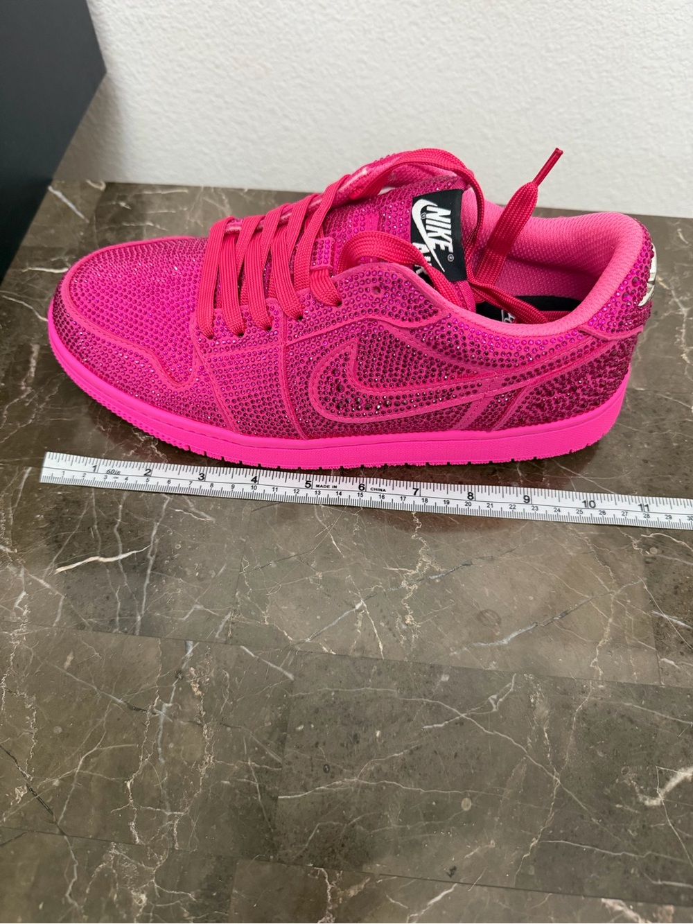 New! Women’s Nike Air Jordan 1 Retro Low OG Swarovski Crystal Sneakers, Size 9.5 - Picture 14 of 15